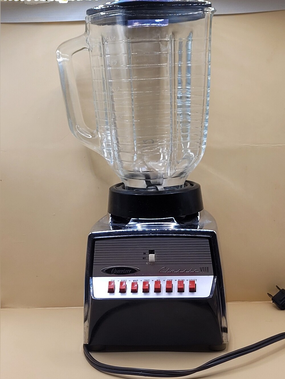 Vintage Osterizer Classic VIII Chrome Blender Model 541 Glass Pitcher 8 Speed